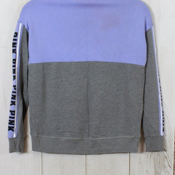 Victoria Secret's Pink High Neck Half Zip Purple Gray Pullover Sweatshirt Size S - Picture 7 of 12